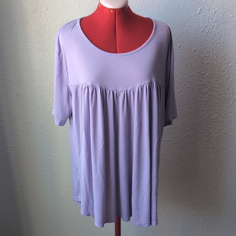 Tencede Flowy Lavender Women's Short Sleeve Top 3XL